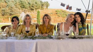 “Bad Sisters” season two returns to follow the lives of the Garvey sisters played by Sharon Horgan as Eva, Anne-Marie Duff as Grace, Eva Birthistle as Ursula, Sarah Greene as Bibi and Eve Hewson as Becka (Credit: Apple)