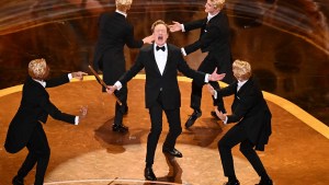 Conan O'Brien performs onstage during the 97th Annual Academy Awards at the Dolby Theatre in Hollywood, California on March 2, 2025. (Credit: Patrick T. Fallon / AFP)