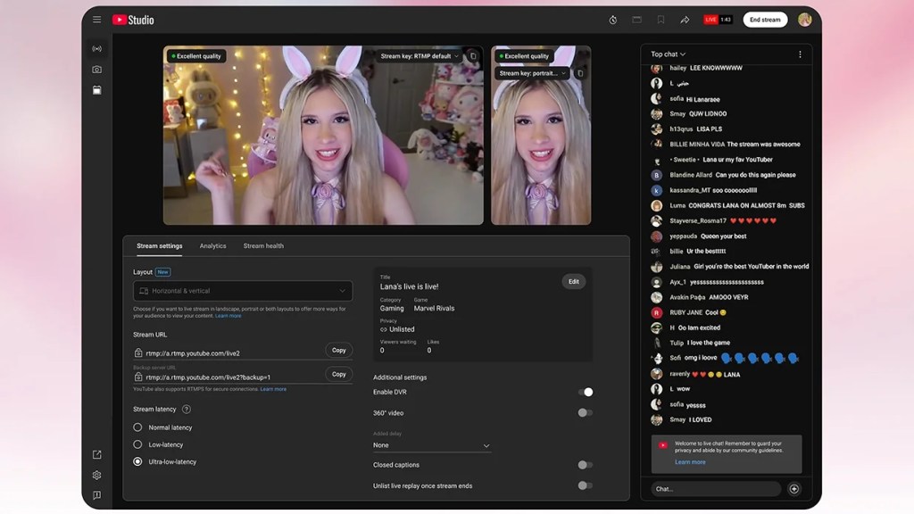 YouTube's livestreaming tools