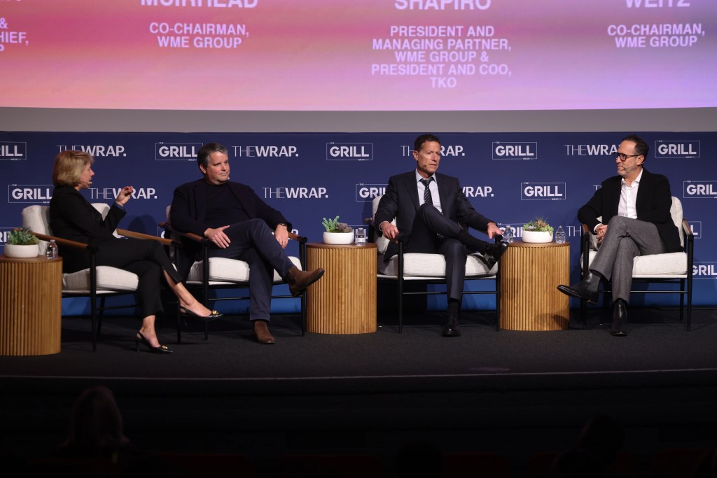 Sharon Waxman, Founder & Editor-in-Chief, TheWrap, Christian Muirhead, Co-Chairman, WME Group, Mark Shapiro, President and Managing Partner, WME Group & President and COO, TKO  and Richard Weitz, Co-Chairman, WME Group