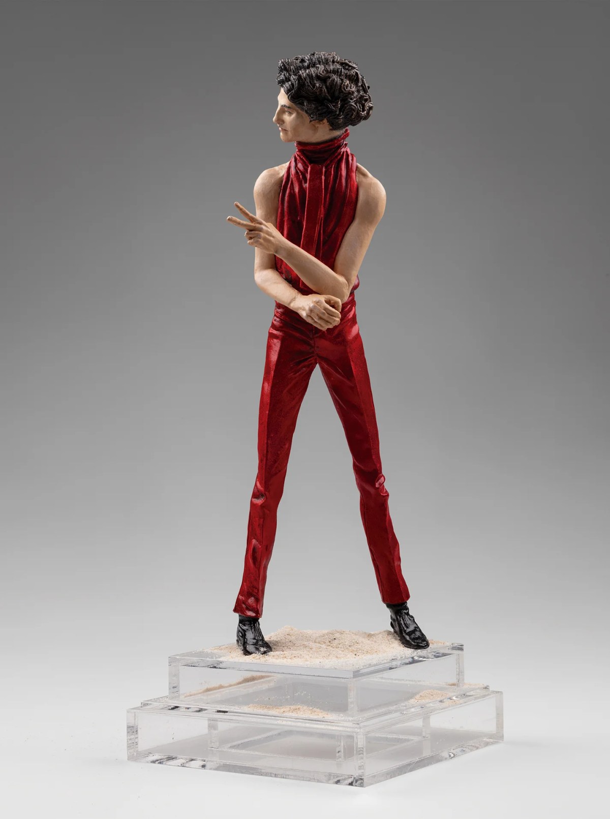 Red Carpet (Timothée) (2024) Resin, acrylic paint, plexiglass, sand