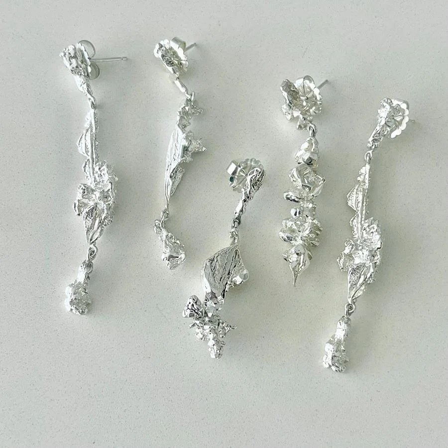 Lisa Eisner x The Row Silver Foil collection earrings