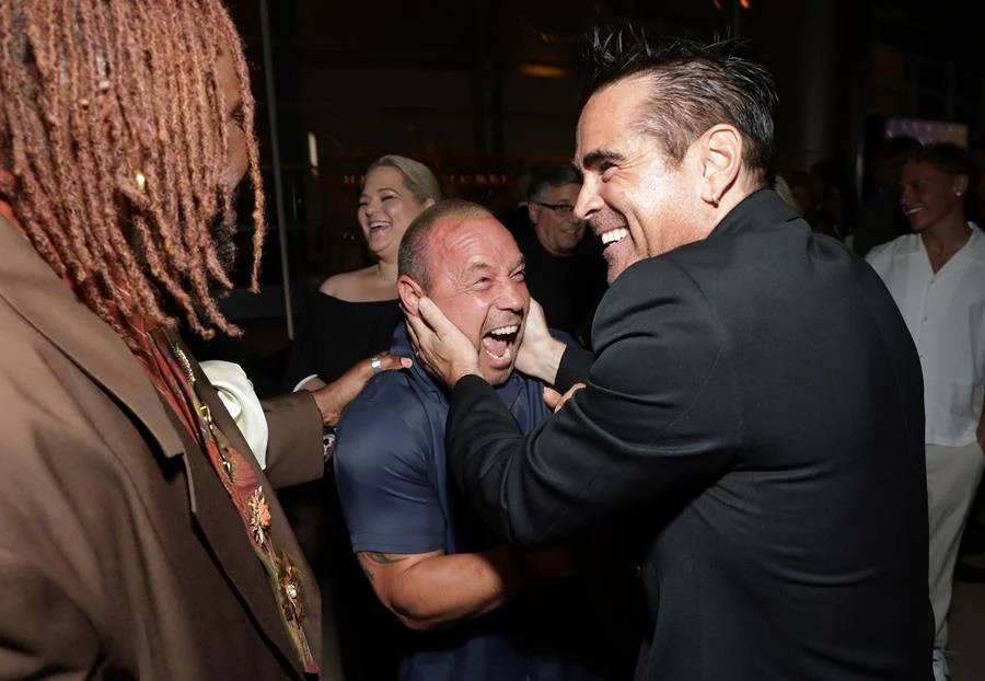 (Left to Right) Brian Tyree Henry, Stephen Graham and Colin Farrell cut up at MPTF's 19th Annual Evening Before at Century Park in Los Angeles. (Matt Winkelmeyer/Getty Images)